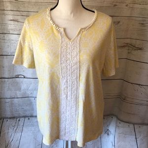 Rebecca Malone yellow & white blouse